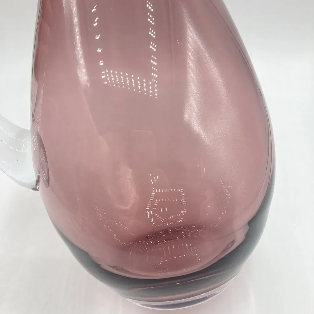 Poland Amethyst Purple Blown Glass Pitcher 6 Margarita Glasses Handmade Barware